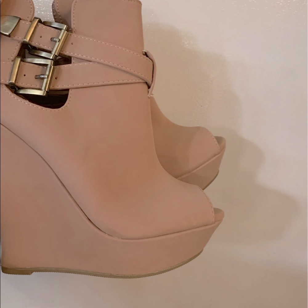 Bamboo- nude/dusty rose pink wedge